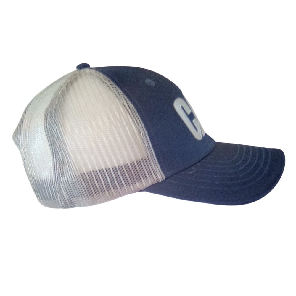 CAT:Unisex Baseball Cap, Trucker Hat, Navy Blue White Mesh‎ American Flag Patch - Picture 3 of 6